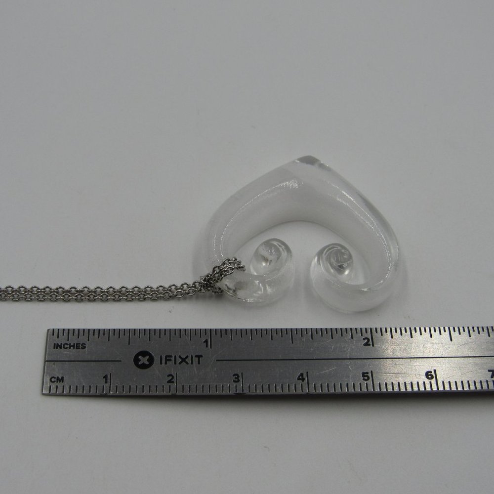 18" Sterling Silver White Heart Necklace Vintage - Picture 5 of 6